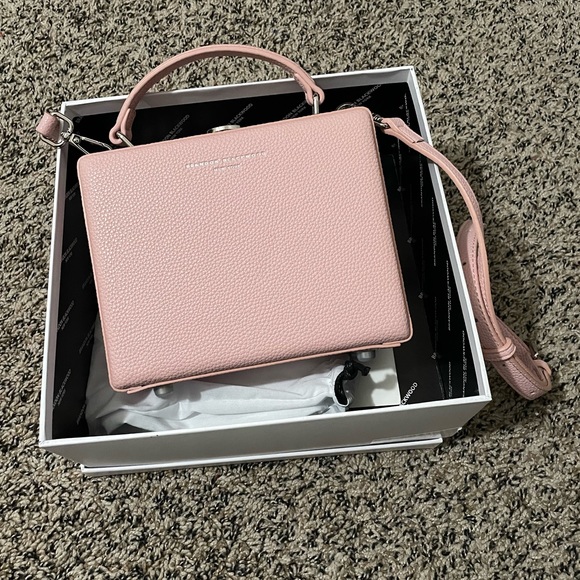 Brandon Blackwood Handbags - Brandon Blackwood Pink Textured Leather Crossbody Box Bag